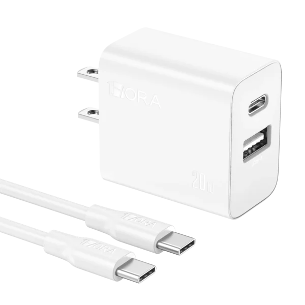 1Hora GAR162 — 20W Dual-Port Wall Charger with 1m USB-C Cable