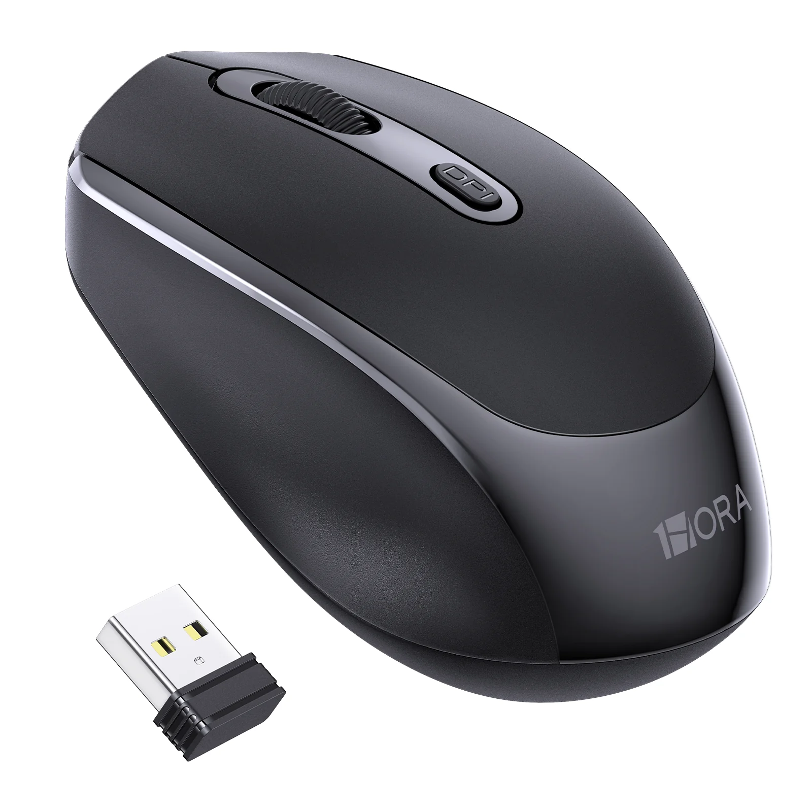 1Hora RAT001 2.4G Wireless Mouse (Black) — Quiet Full-Size Ergonomic