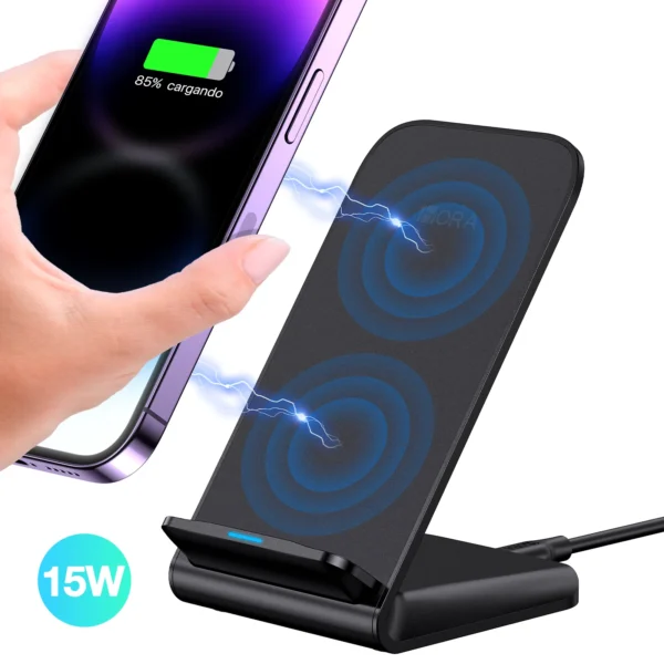 1Hora GAR157 Qi Stand Charger — 15W Max, Dual-Coil Desk Mount