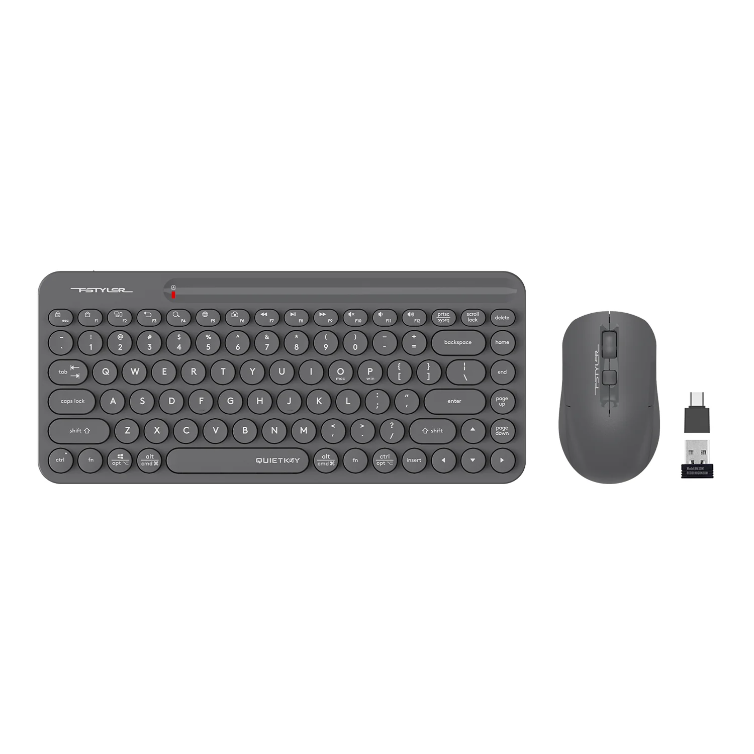 A4Tech FG3200 QuietKey Grey — Wireless Compact Keyboard and Mouse