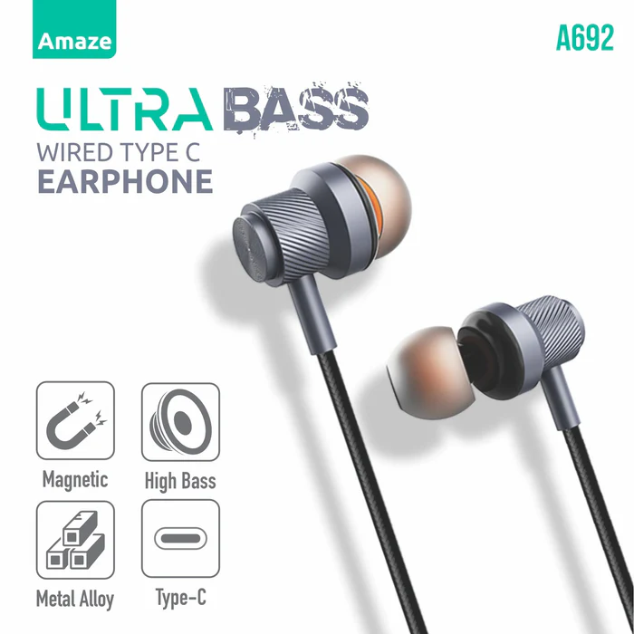Amaze A692 Type-C Wired Handsfree — Magnetic Buds & Ultra Bass