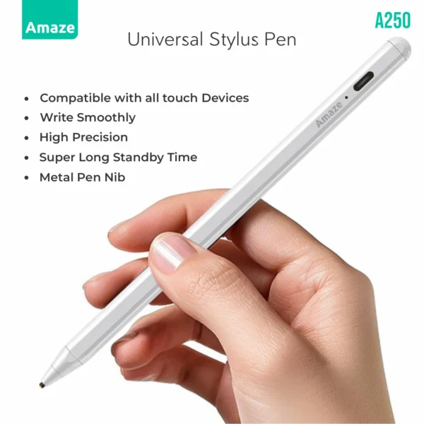Amaze A250 Stylus Pen — 9 mm Aluminum Body, Copper Tip for Any Touch Screen