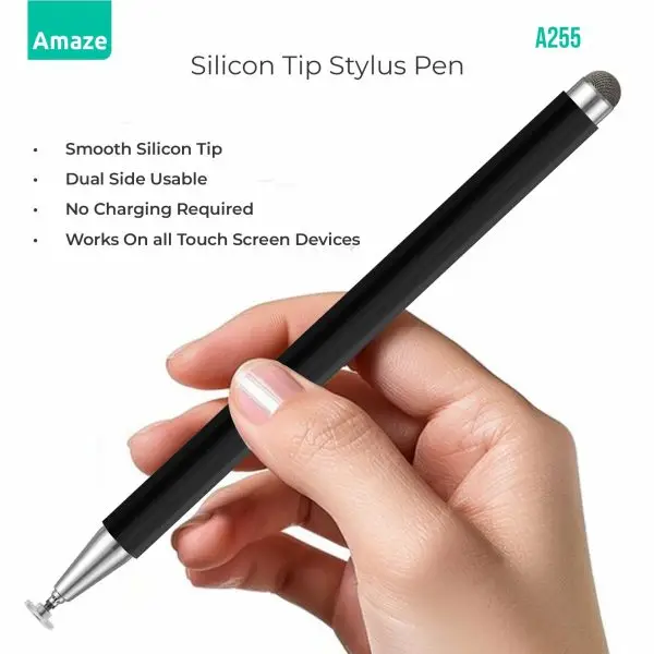 Amaze A255 Universal Stylus – Twin Tip (Silicon & Mesh), Magnetic Cap