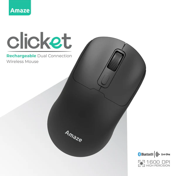 Amaze Clicket A712 Dual-Mode Mouse — Bluetooth, 2.4 GHz, USB-C