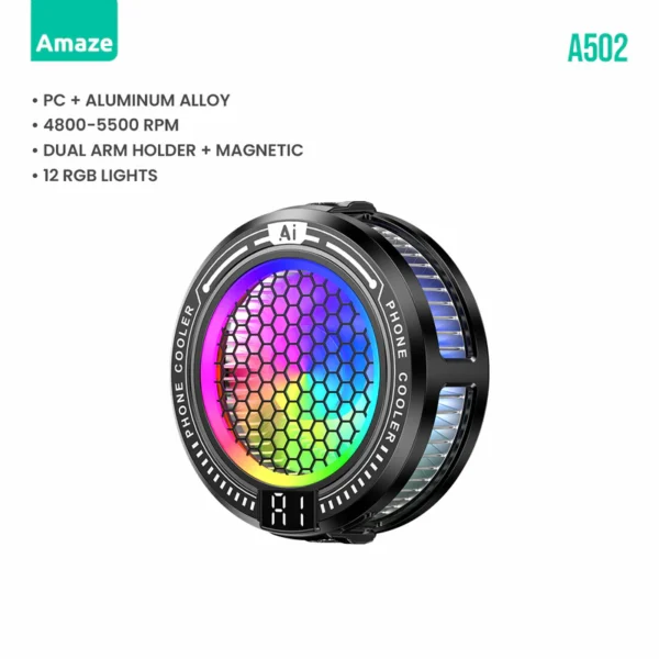 Amaze A502 Snow Core Ai Phone Cooler — Magnetic Mount & RGB