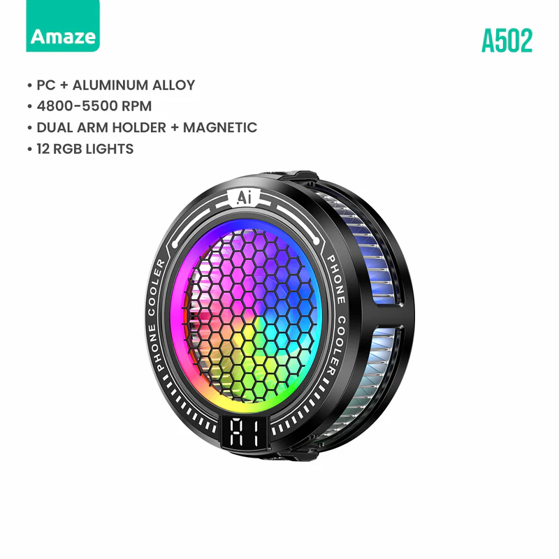 Amaze A502 Snow Core Ai Phone Cooler — Magnetic Mount & RGB