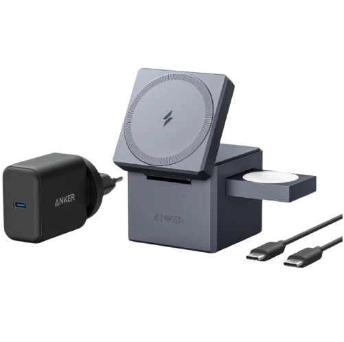 Anker 3-in-1 Cube with MagSafe | 15W Apple-Certified Foldable Charging Stand