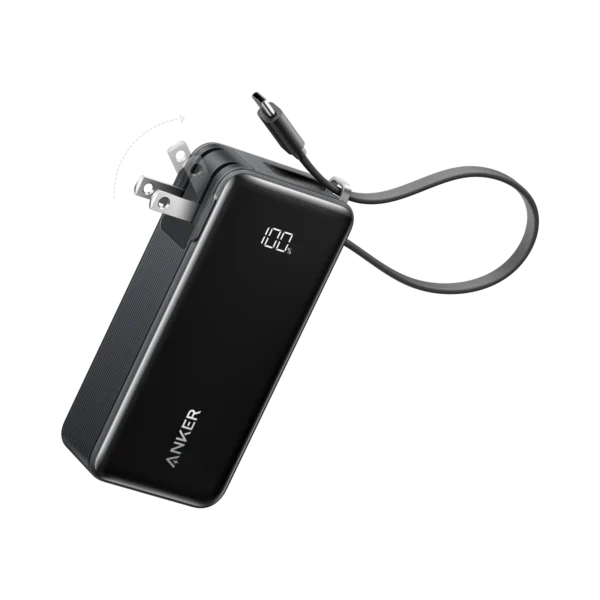 Anker A1637 Fusion 10,000mAh — 30W 2-in-1 Wall Charger with Integrated USB-C Lead