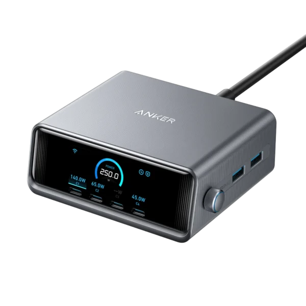 Anker A2345 Prime 250W GaN Desktop Charger — Six Ports, 140W USB-C