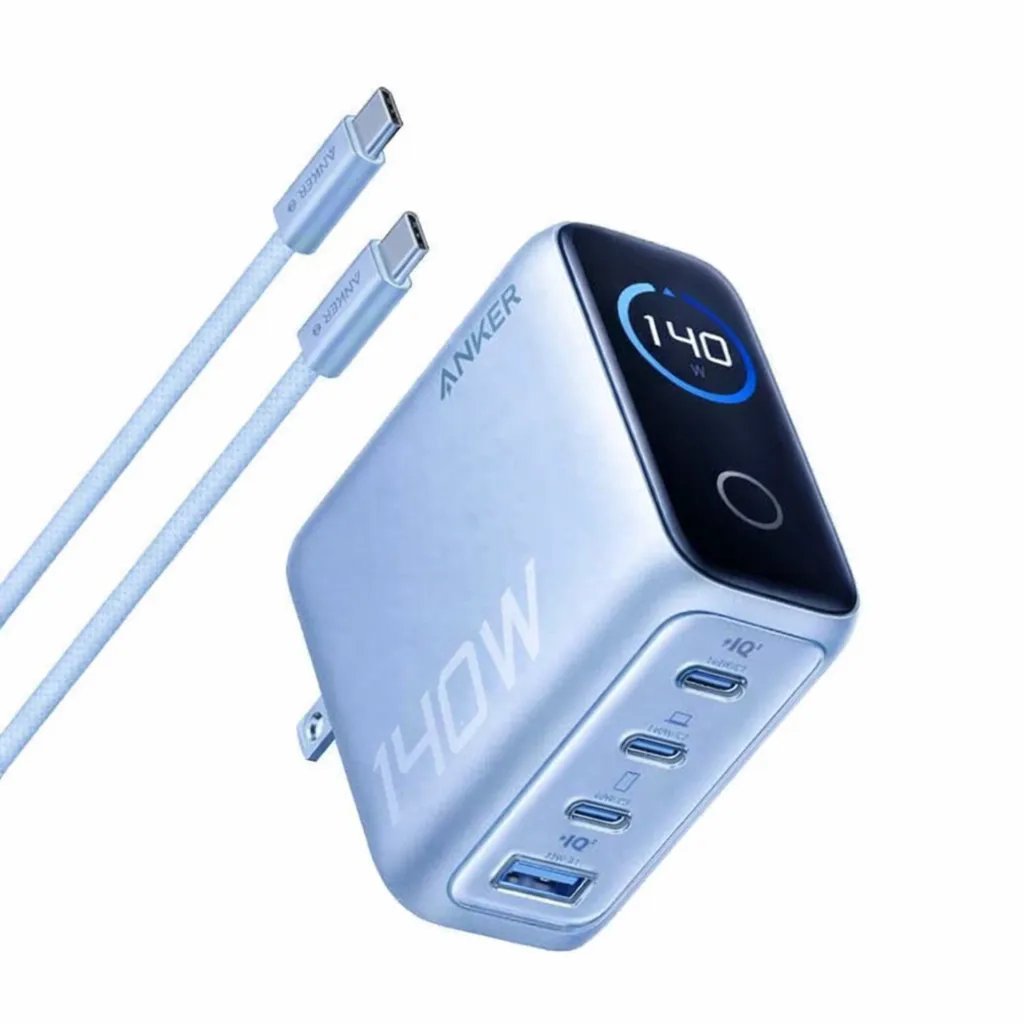 Anker Zolo GaN Charger B2697 – 140 W Total, 3× USB-C + USB-A, Compact 69 mm Square
