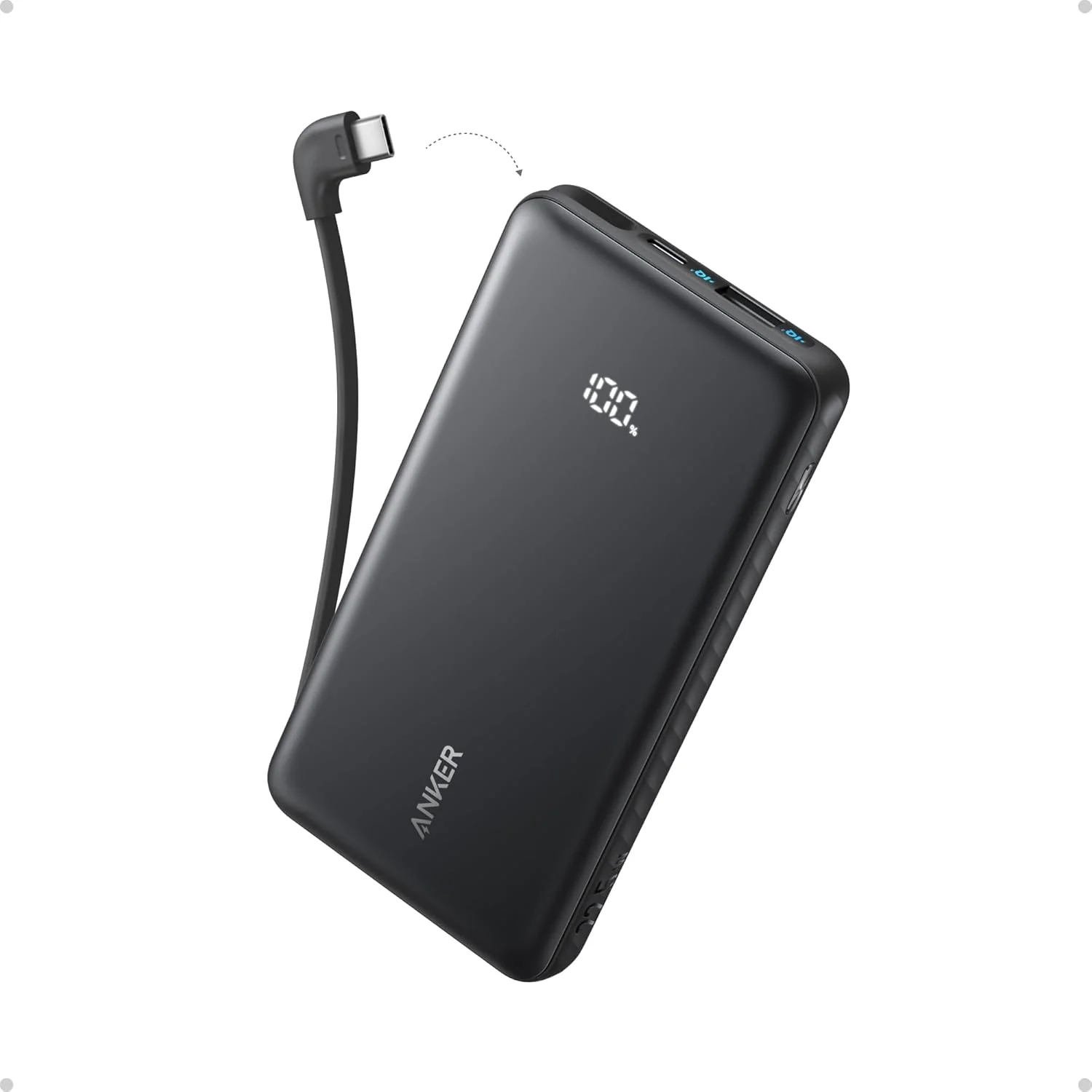 Anker A110D Zolo 10,000mAh Bank — 22.5W USB-C Input & Built-In Cable