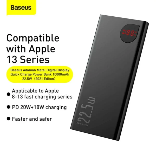 Baseus Adaman Metal PPIMDA-B0A — 10000mAh 22.5W PD/QC Power Bank (Black)