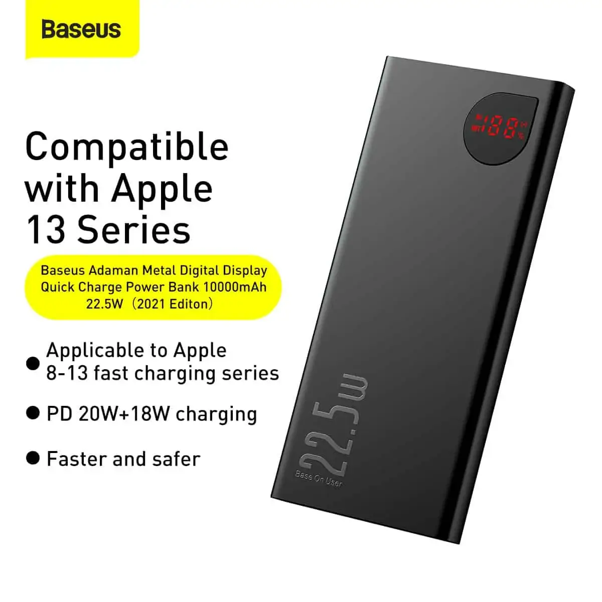 Baseus Adaman Metal PPIMDA-B0A — 10000mAh 22.5W PD/QC Power Bank (Black)