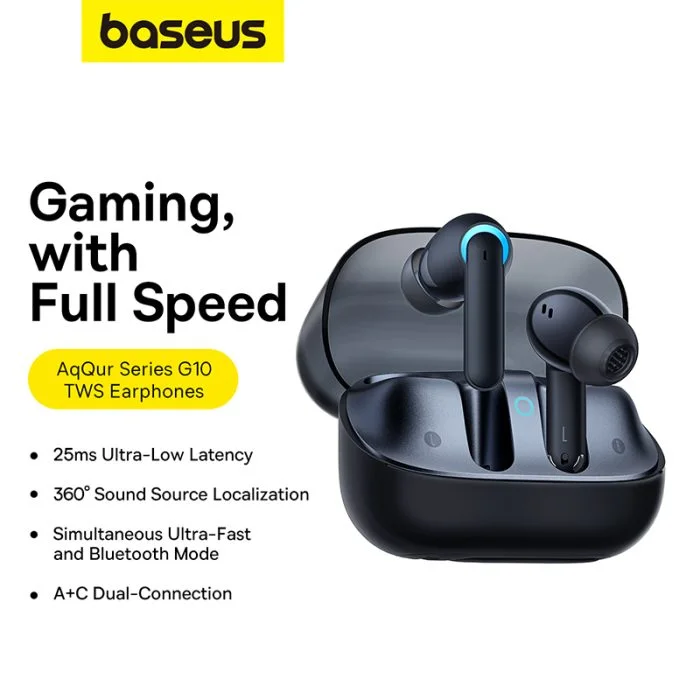 Baseus AeQur G10 — LE Audio Gaming Earbuds with USB-A/C Dongle