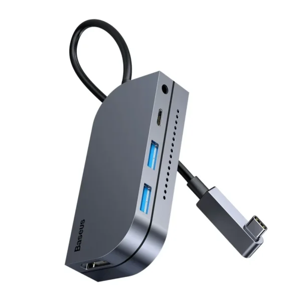 Baseus Bend Angle No.7 Type-C Hub, Space Gray – 4K Video & 5 Gbps Ports