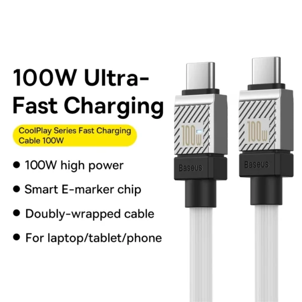 Baseus CoolPlay USB-C to USB-C Cable, 100W PD – 480 Mbps Data