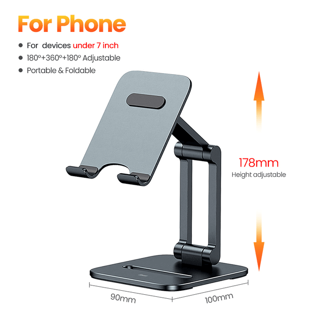 Baseus Grey Biaxial Foldable Metal Desktop Stand for Phones and Tablets
