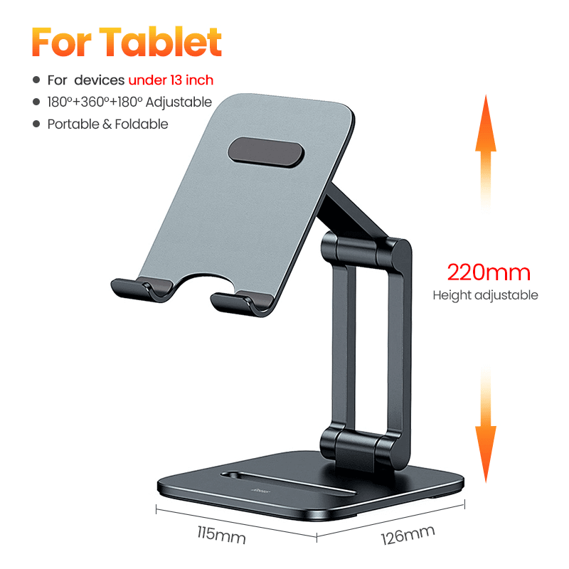 Baseus Grey Biaxial Foldable Metal Desktop Stand for Phones and Tablets