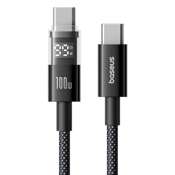 Baseus Display 2 USB-C to USB-C 100W Cable — Live Power LED, 1m or 2m