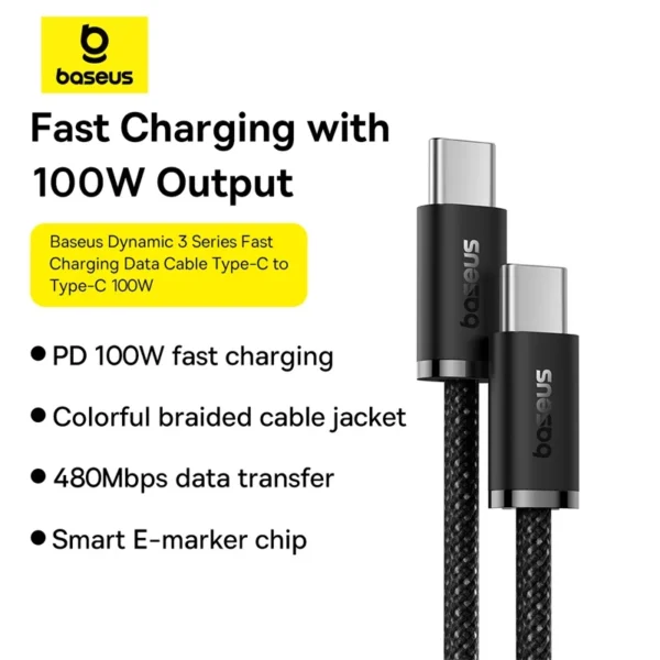 Baseus Dynamic 3 Type-C Cable 100W PD | CB000067, 1 m or 2 m