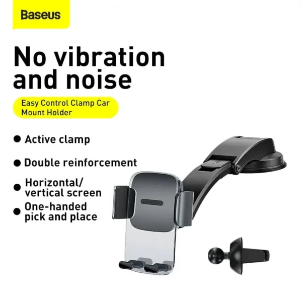 Baseus Easy Control Clamp Car Mount A Set | Black, 4.7–6.7" Phones, 5 kg Rated