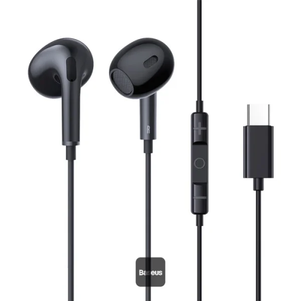 Baseus Encok CZ17 Black — USB-C Wired Earphones with DAC