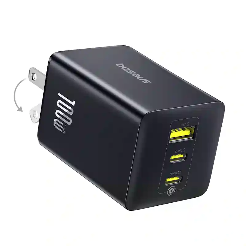 Baseus EnerFill FE11 100W US Charger — 2 USB-C + USB-A (Cosmic Black)