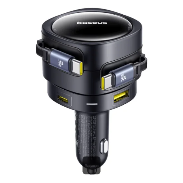 Baseus Enjoyment Max 90W In-Car Charger with Built-In Twin Retractable Leads
