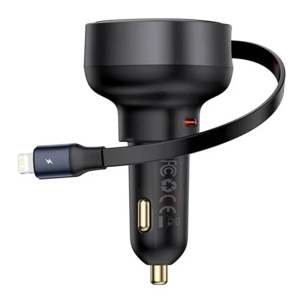 Baseus Enjoyment Pro CCTXP-CL — 55 W Car Charger with Retractable Lightning Cable