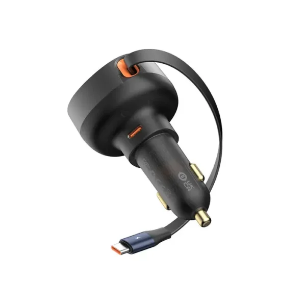 Baseus Enjoyment Pro 60W In-Car Charger — Built-In Retractable USB-C