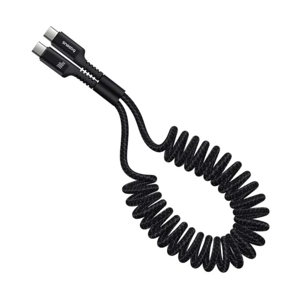 Baseus Fish-Eye 100W USB-C Cable 1m — Expandable Coil USB-C to USB-C