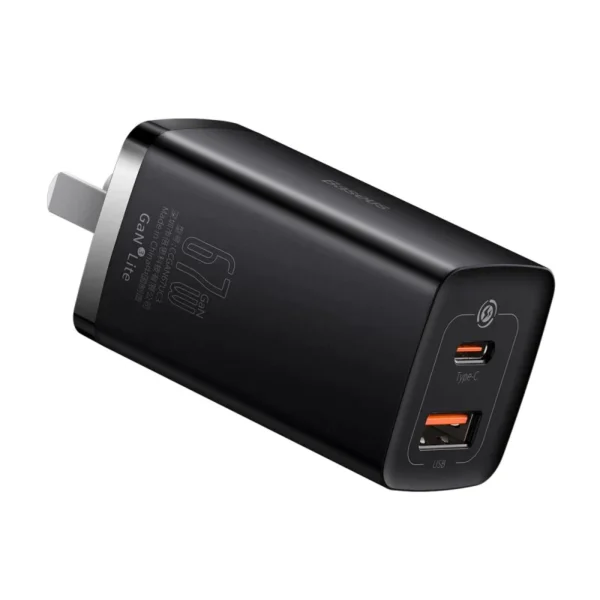 Baseus GaN3 Lite 67W Wall Adapter — Type-C and USB-A (CCGAN67UC3)