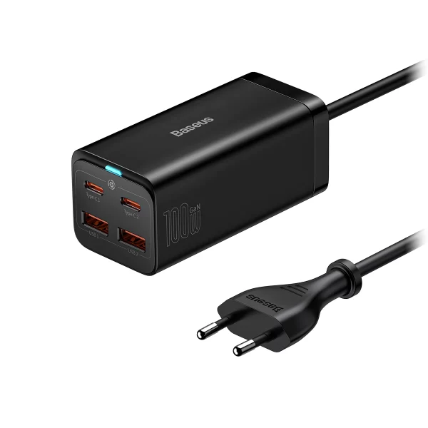Baseus GaN3 Pro CCDK100UC — 100W Desktop Adapter (2× USB-C, 2× USB-A)