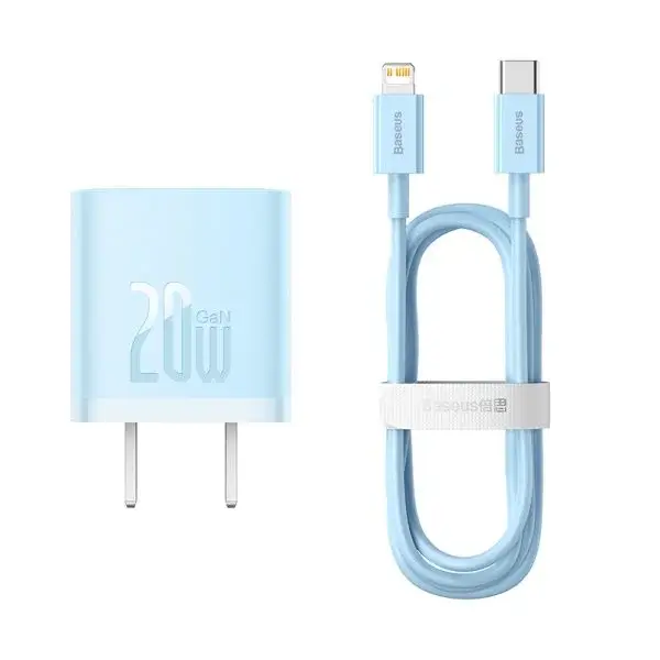 Baseus GaN5 20W USB-C PD Charger + 1m Type-C to Lightning Superior Series Cable