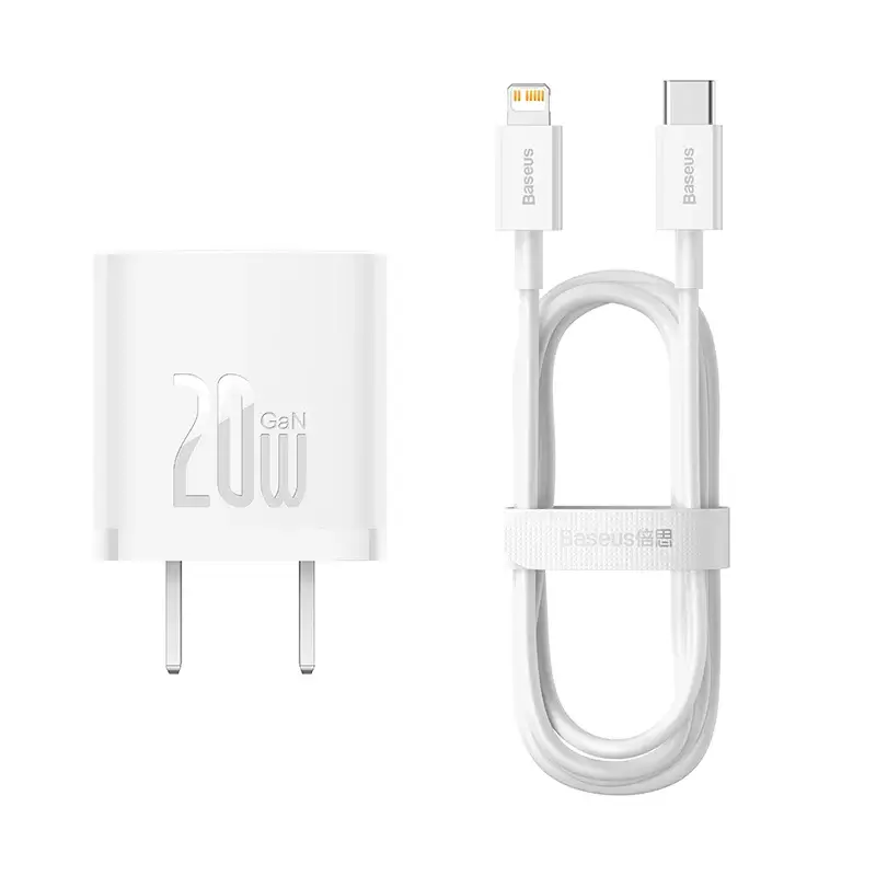Baseus GaN5 20W USB-C PD Charger + 1m Type-C to Lightning Superior Series Cable