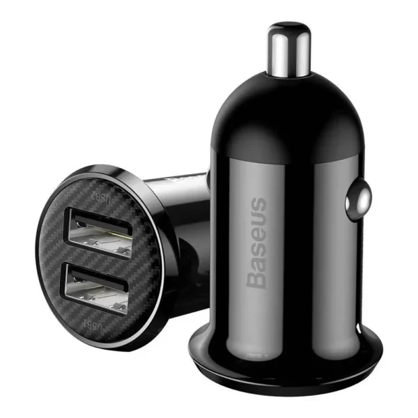 Baseus Grain Pro CCXML-U Car Charger — Dual USB 4.8A Black