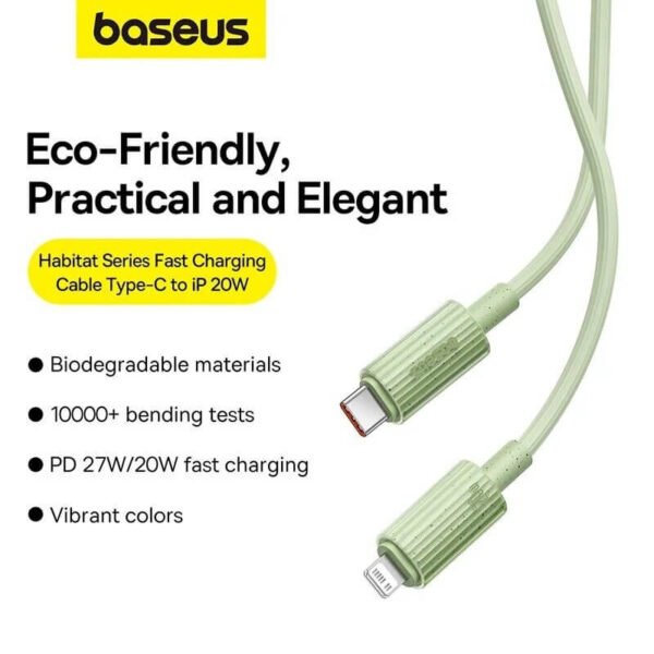 Baseus Habitat Series 20W USB-C to iPhone Cable – Natural Green Finish