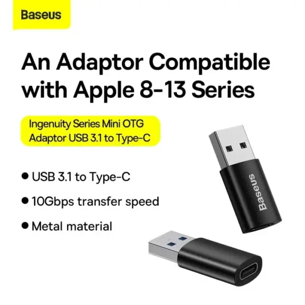 Baseus Ingenuity Mini OTG Adapter – USB 3.1 Male to USB-C Black