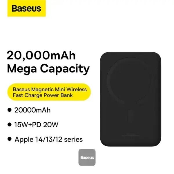 Baseus 20W Magnetic Mini Power Bank 20000mAh — Wireless Fast Charge for iPhone 12–16