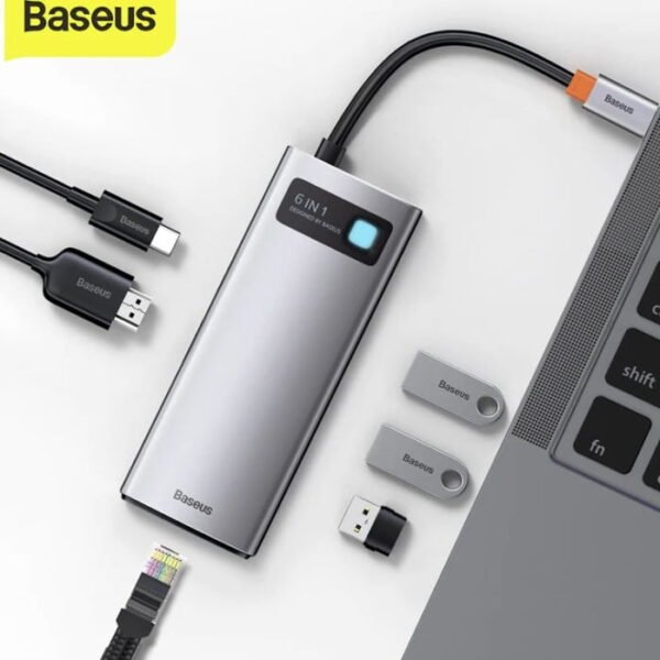 Baseus CAHUB-CW0G Metal Gleam 6-Port Type-C Hub — 100W PD & 4K Display