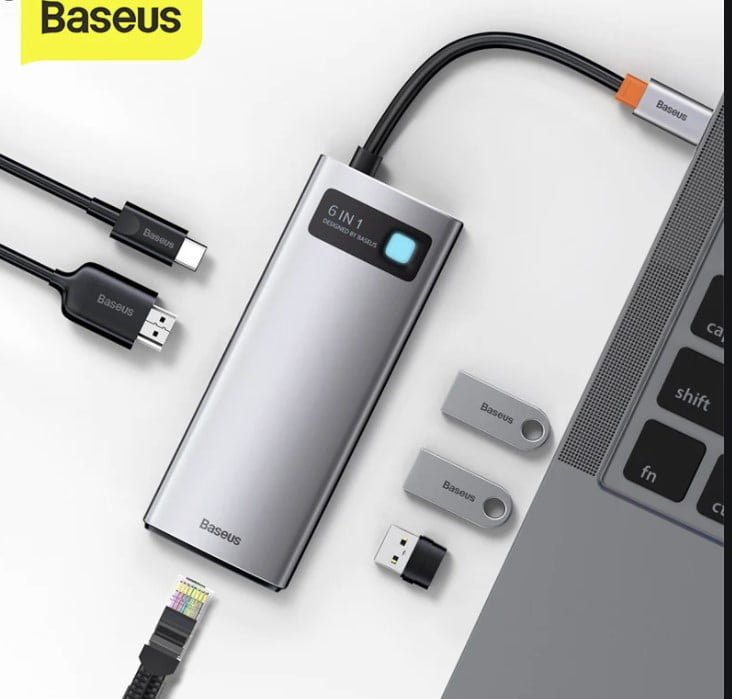 Baseus CAHUB-CW0G Metal Gleam 6-Port Type-C Hub — 100W PD & 4K Display