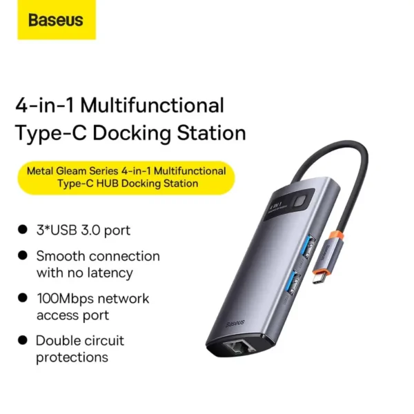 Baseus StarJoy USB-C Hub — RJ45 & 3× USB 3.2 Gen 1
