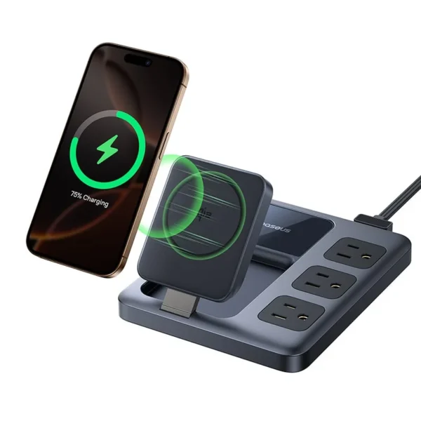 Baseus Nomos 67W Desktop Station — Qi2 Magnetic Pad, 3 AC, 3 USB-C, 1 USB-A