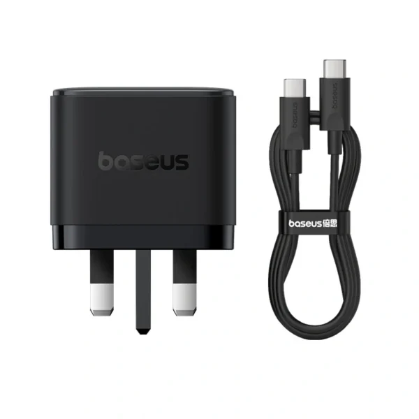 Baseus Palm UK 65W Triple-Port GaN5 Charger — Cluster Black, USB-C Cable Included