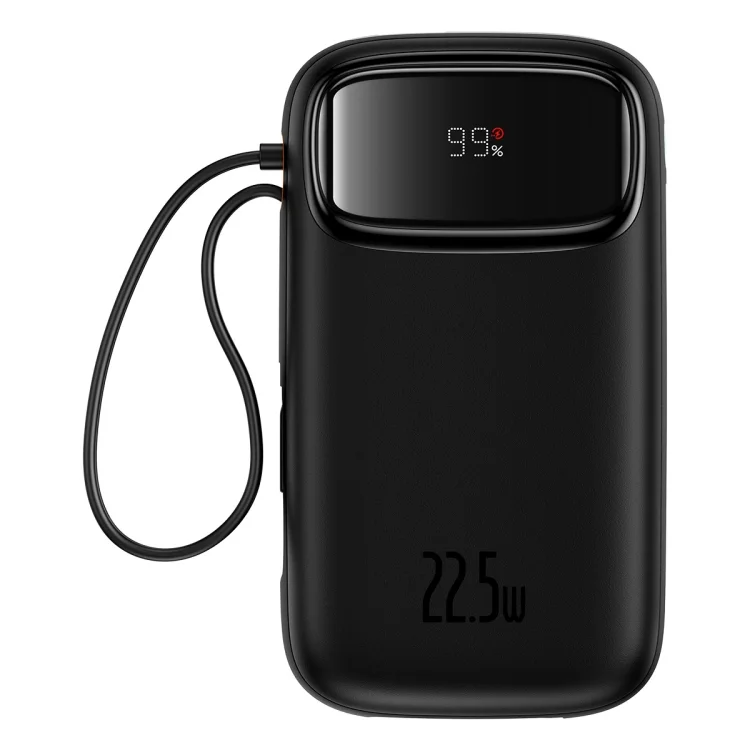 Baseus Qpow2 10000mAh 22.5W — Dual Built-In Cables & Digital Readout