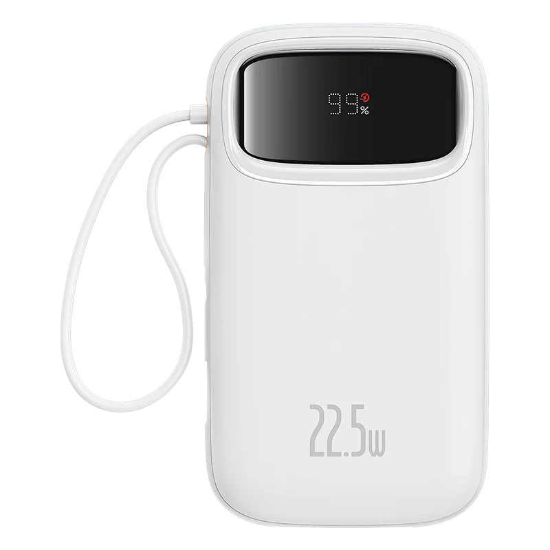 Baseus Qpow2 10000mAh 22.5W — Dual Built-In Cables & Digital Readout