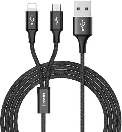 Baseus Rapid Series 2-in-1 USB-A Cable — Lightning & Micro, 3A Charge