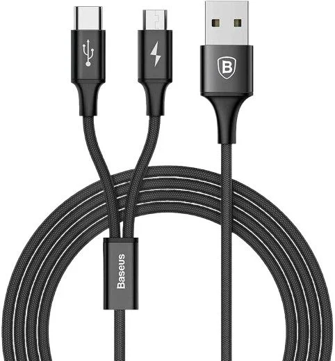 Baseus Rapid Series Dual-Tip Cable — USB-A to Type-C & Micro, 1 Metre, 3A