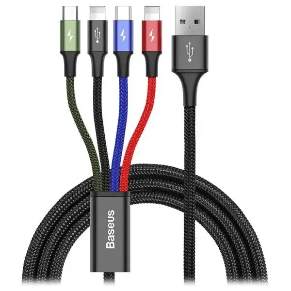 Baseus Rapid Series Multi-Charge Cable 3.4A — Dual Lightning, USB-C, Micro USB