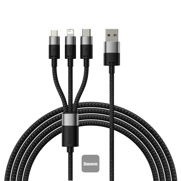 Baseus StarSpeed USB-A 3-in-1 Cable (Micro, Lightning, USB-C) — 100 W, 1.5 m